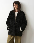 "Castle Dusk" V - neck Italian imported Tuscan curly wool sheepskin fur coat winter - variant_title
