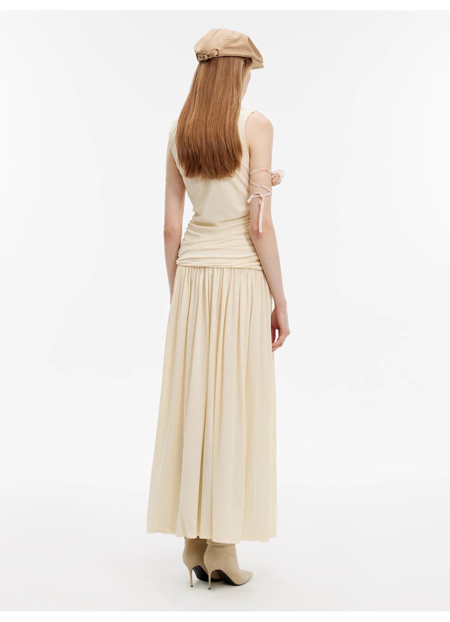 "Casual Commuting" light luxury mercerized cotton special - shaped collar waist irregular lazy long dress - variant_title