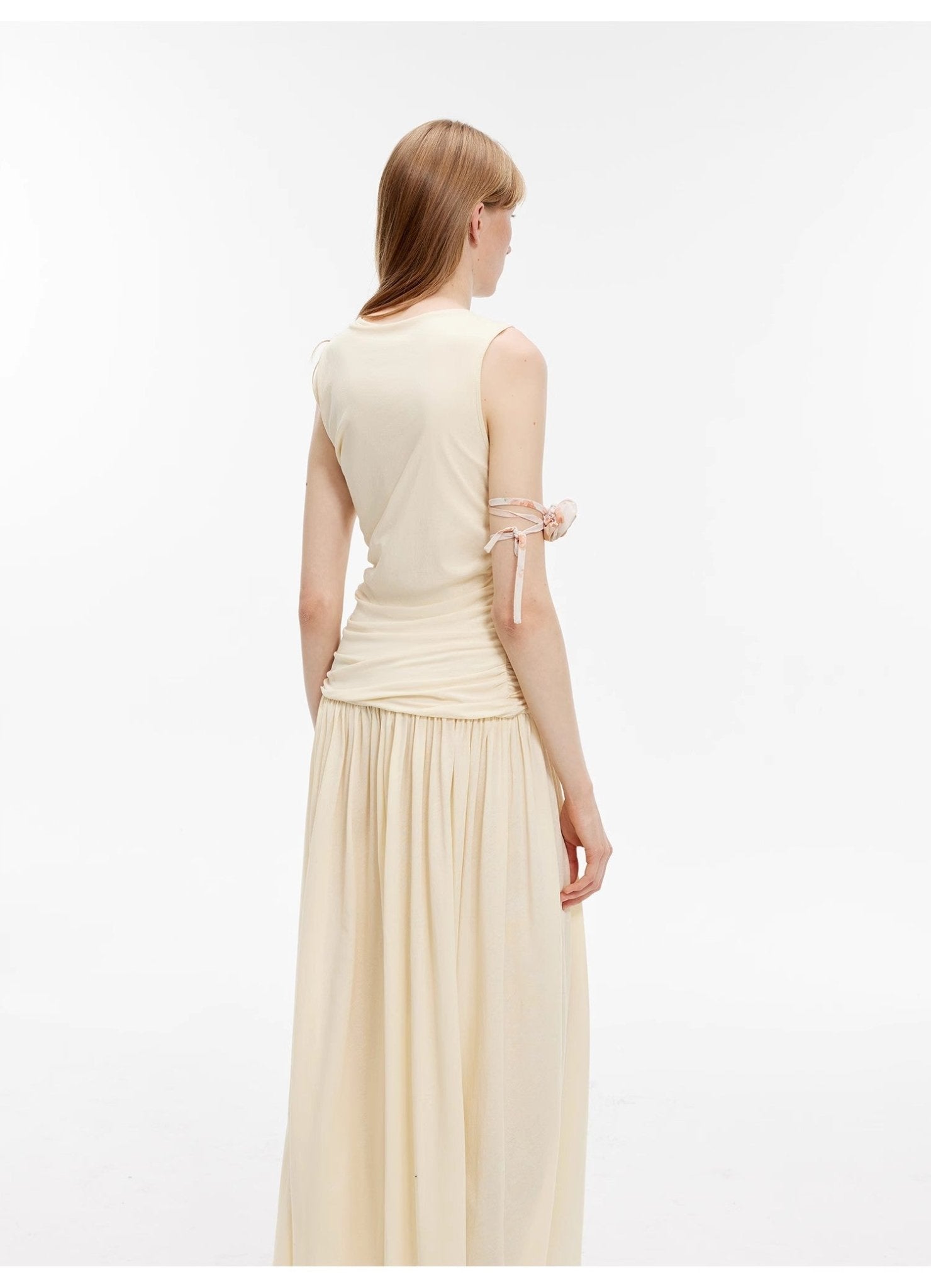 "Casual Commuting" light luxury mercerized cotton special - shaped collar waist irregular lazy long dress - variant_title