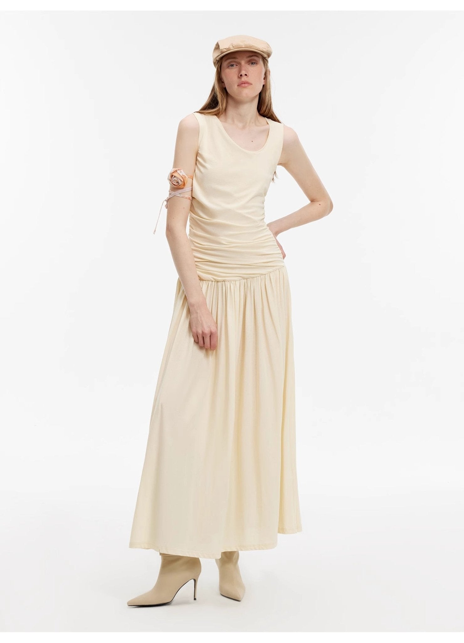 "Casual Commuting" light luxury mercerized cotton special - shaped collar waist irregular lazy long dress - variant_title