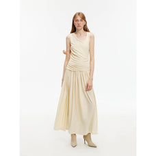 "Casual Commuting" light luxury mercerized cotton special - shaped collar waist irregular lazy long dress - variant_title