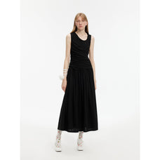 "Casual Commuting" light luxury mercerized cotton special - shaped collar waist irregular lazy long dress - variant_title
