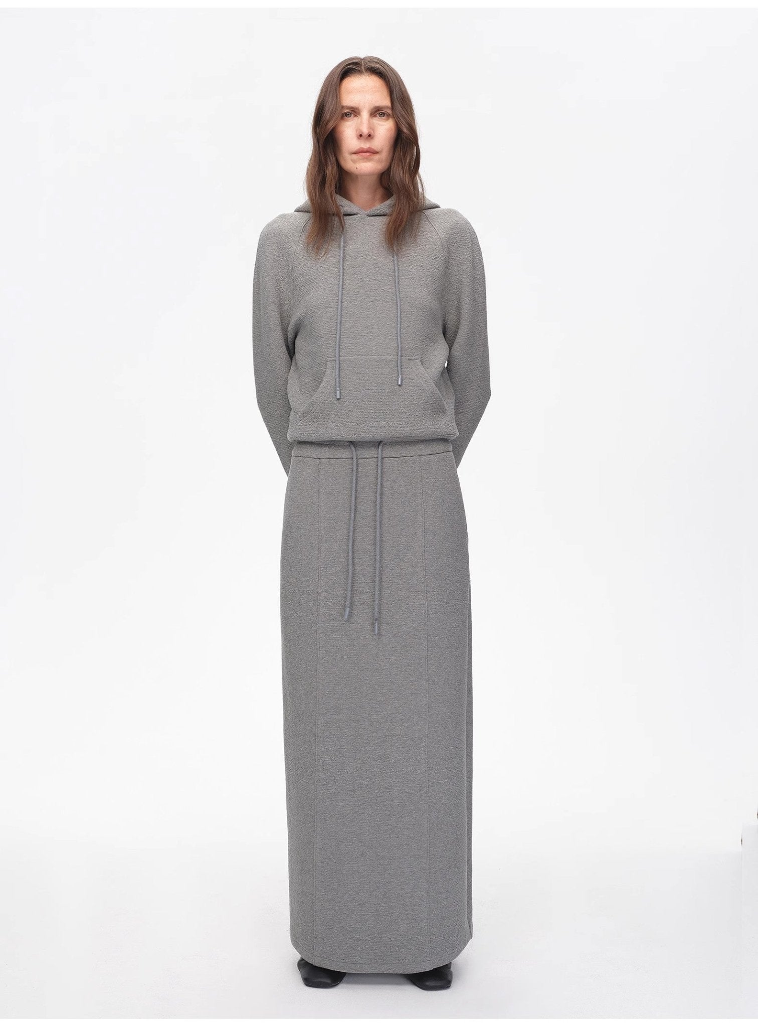 "Casual Life" Textured Cotton Loose Straight Hooded Short Sweatshirt - variant_title
