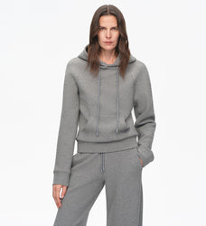 "Casual Life" Textured Cotton Loose Straight Hooded Short Sweatshirt - variant_title