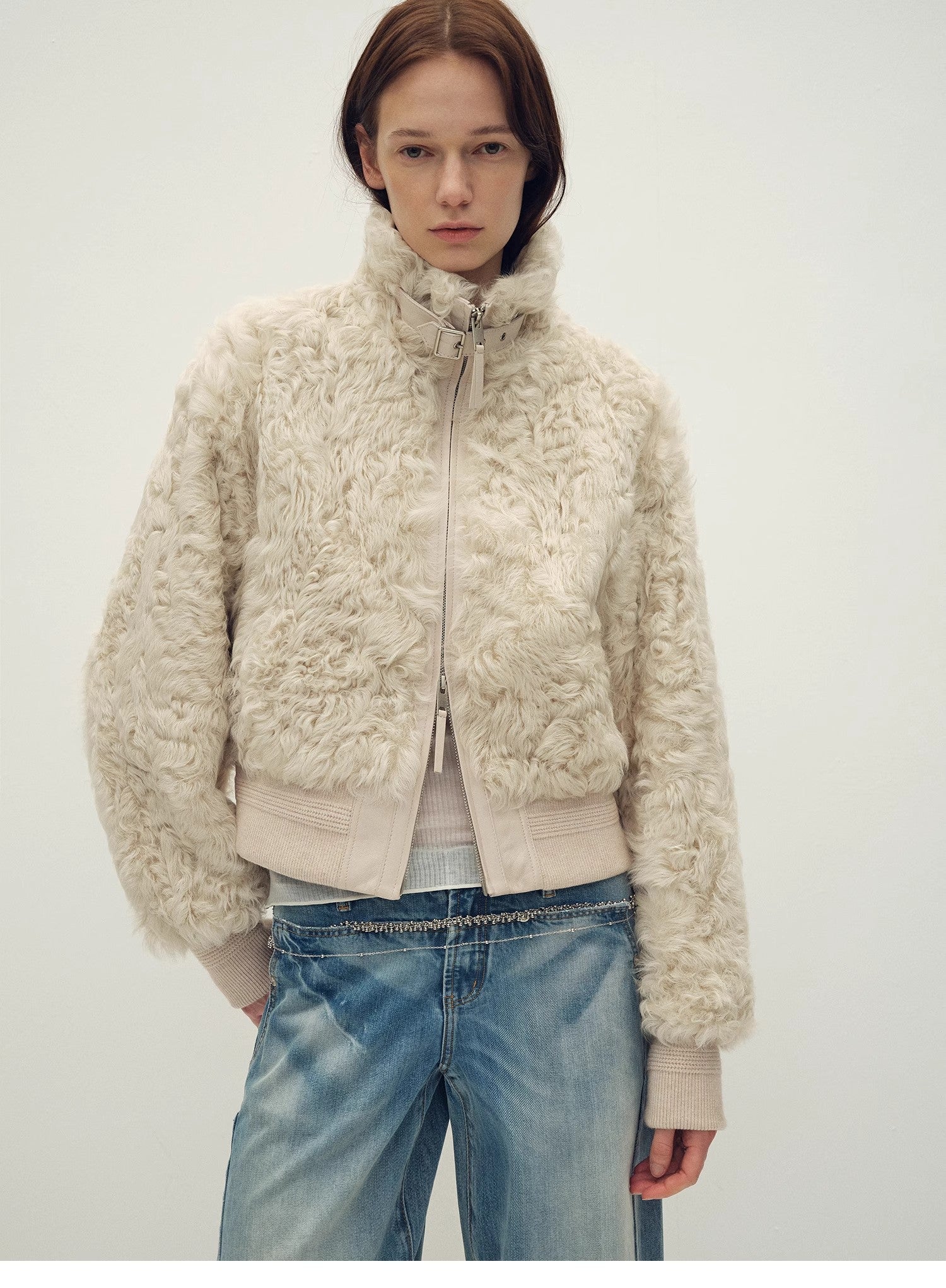 Casual stand - up collar jacket - style fluffy sheep curly hair fashionable short bomber coat"Curly Story" - variant_title