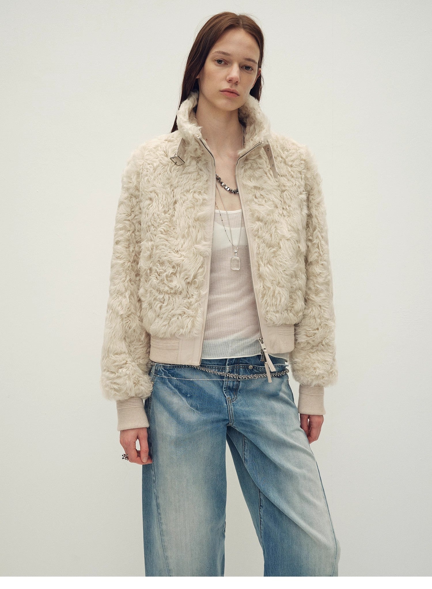 Casual stand - up collar jacket - style fluffy sheep curly hair fashionable short bomber coat"Curly Story" - variant_title