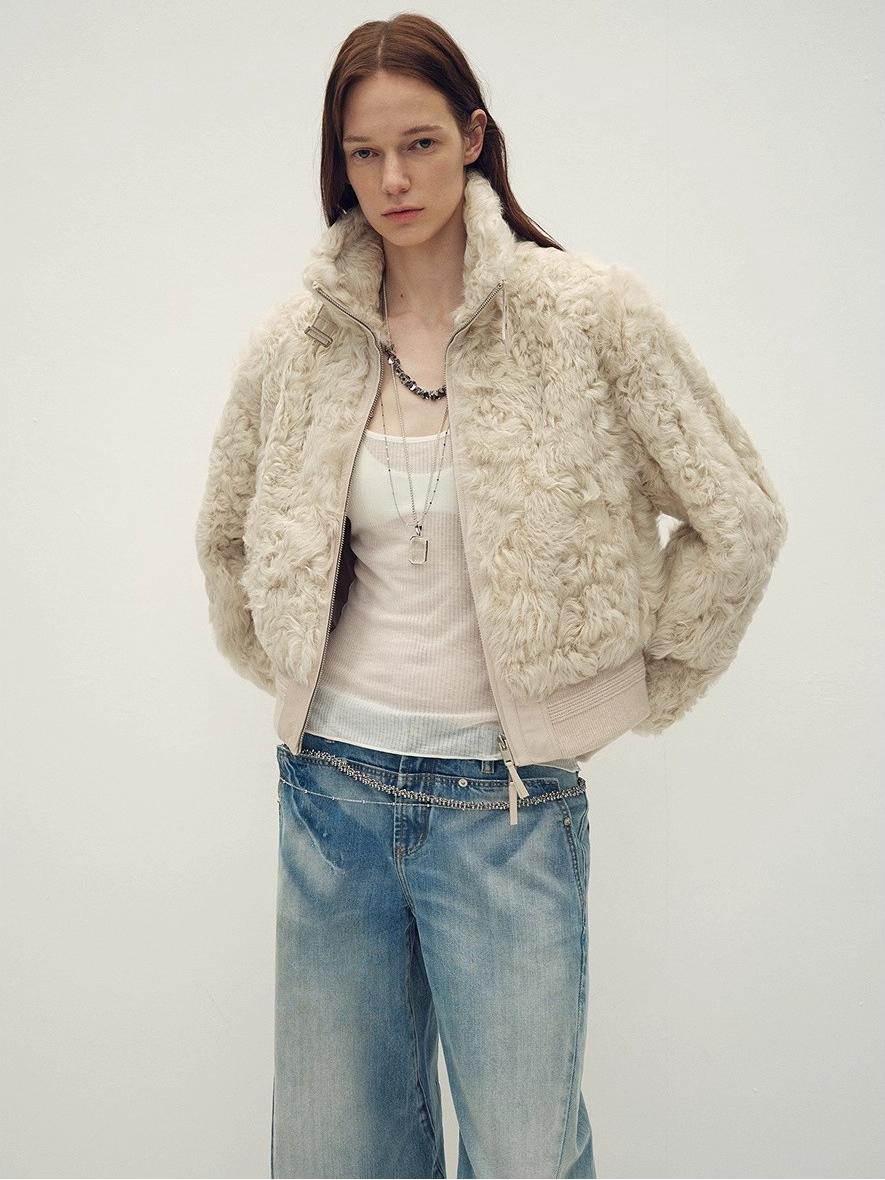 Casual stand - up collar jacket - style fluffy sheep curly hair fashionable short bomber coat"Curly Story" - variant_title
