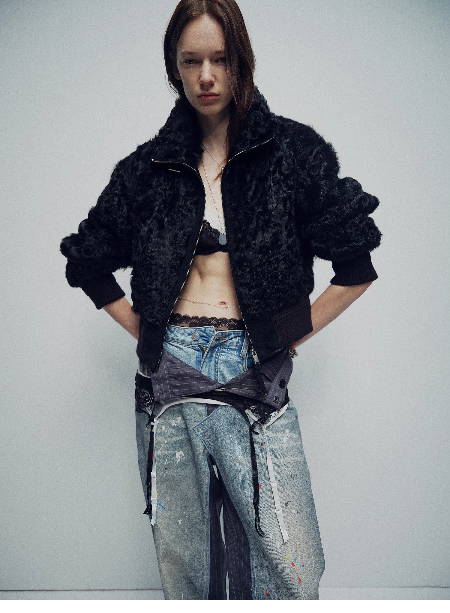 Casual stand - up collar jacket - style fluffy sheep curly hair fashionable short bomber coat"Curly Story" - variant_title