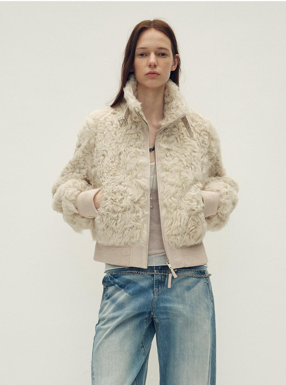 Casual stand - up collar jacket - style fluffy sheep curly hair fashionable short bomber coat"Curly Story" - variant_title