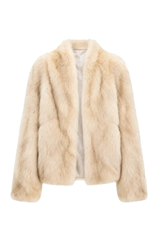 Chic Sister Apricot Brown V-neck SagaFurs fox fur coat product view