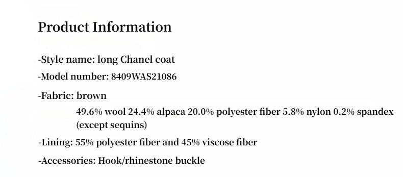 Circle Texture Sequined Wool Tweed Round Neck Long Chanel Style Coat for Women - variant_title