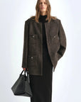 Circle Texture Sequined Wool Tweed Round Neck Long Chanel Style Coat for Women - variant_title