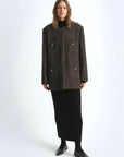 Circle Texture Sequined Wool Tweed Round Neck Long Chanel Style Coat for Women - variant_title