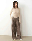 "City Stroll" casual and relaxed wool - blend double - pleated straight draped wide - leg casual trousers for autumn - variant_title