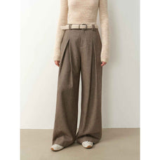 "City Stroll" casual and relaxed wool - blend double - pleated straight draped wide - leg casual trousers for autumn - variant_title