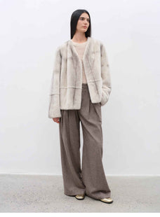 "City Stroll" casual and relaxed wool - blend double - pleated straight draped wide - leg casual trousers for autumn - variant_title