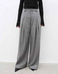"City Stroll" casual and relaxed wool - blend double - pleated straight draped wide - leg casual trousers for autumn - variant_title