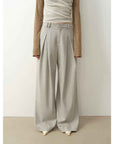 "City Stroll" casual and relaxed wool - blend double - pleated straight draped wide - leg casual trousers for autumn - variant_title