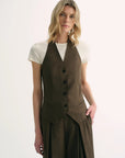 Classic old money style cool feeling silk linen halterneck sleeveless short vest women's top - variant_title