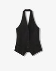 Classic old money style cool feeling silk linen halterneck sleeveless short vest women's top - variant_title