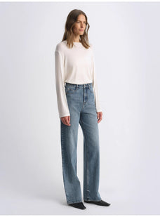 Classic retro old money style, craft washed organic cotton, retro straight slim jeans - variant_title