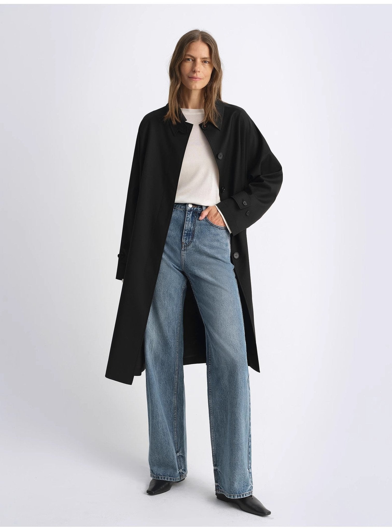 Classic retro old money style, craft washed organic cotton, retro straight slim jeans - variant_title