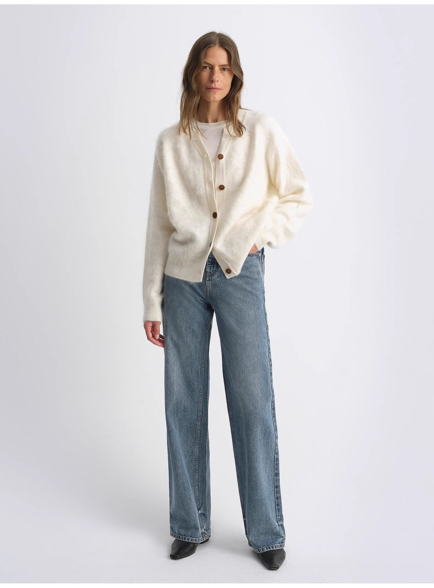 Classic retro old money style, craft washed organic cotton, retro straight slim jeans - variant_title