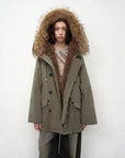 Fireladyfur Coastal Highway II gray bean green parka full outfit view
