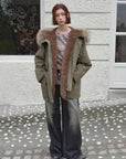 Fireladyfur Coastal Highway II shearling lined down parka side outfit view