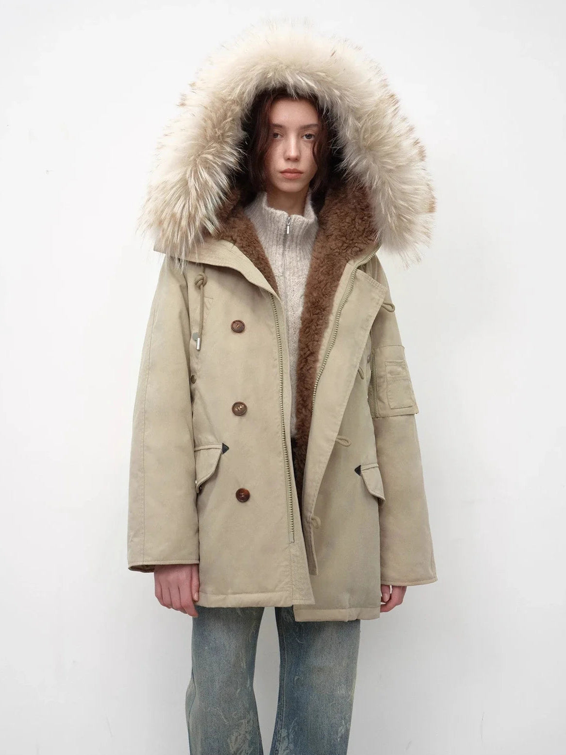 Fireladyfur Coastal Highway II shearling lined parka seated styling