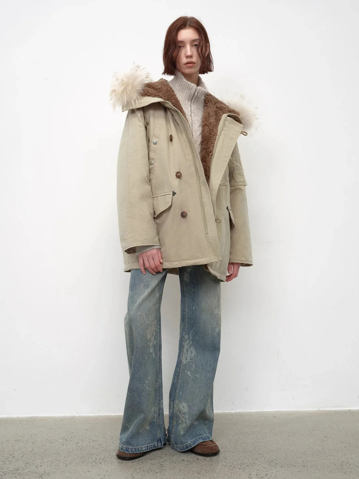 Fireladyfur Coastal Highway II shearling lined down parka street styling