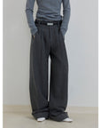 "Commuting Rules" Worsted Wool Blend Waistless Raw Edge Wide Leg Pants Slimming Scimitar Casual Pants - variant_title
