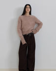 "Commuting Rules" Worsted Wool Blend Waistless Raw Edge Wide Leg Pants Slimming Scimitar Casual Pants - variant_title