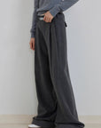 "Commuting Rules" Worsted Wool Blend Waistless Raw Edge Wide Leg Pants Slimming Scimitar Casual Pants - variant_title