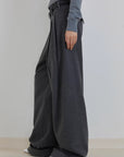 "Commuting Rules" Worsted Wool Blend Waistless Raw Edge Wide Leg Pants Slimming Scimitar Casual Pants - variant_title