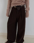 "Commuting Rules" Worsted Wool Blend Waistless Raw Edge Wide Leg Pants Slimming Scimitar Casual Pants - variant_title
