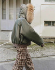 Fireladyfur Cool and Sharp short hooded jacket back view