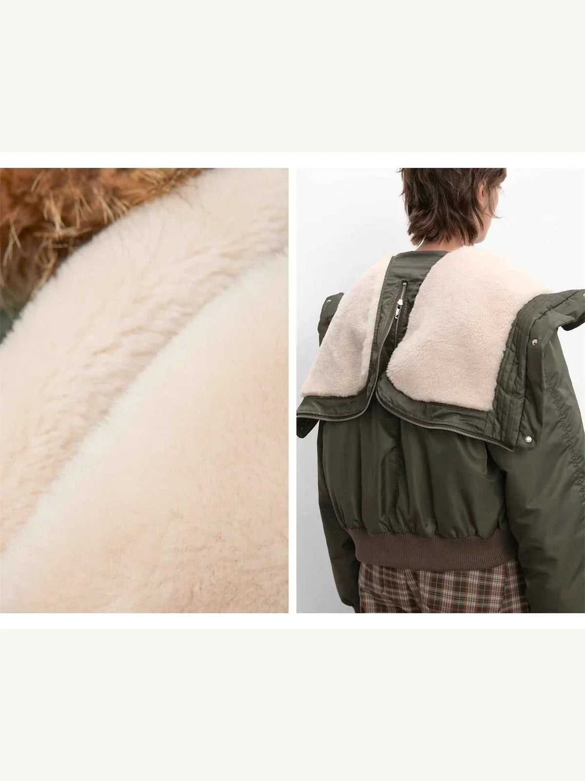 Fireladyfur Cool and Sharp short hooded jacket fur and fabric details