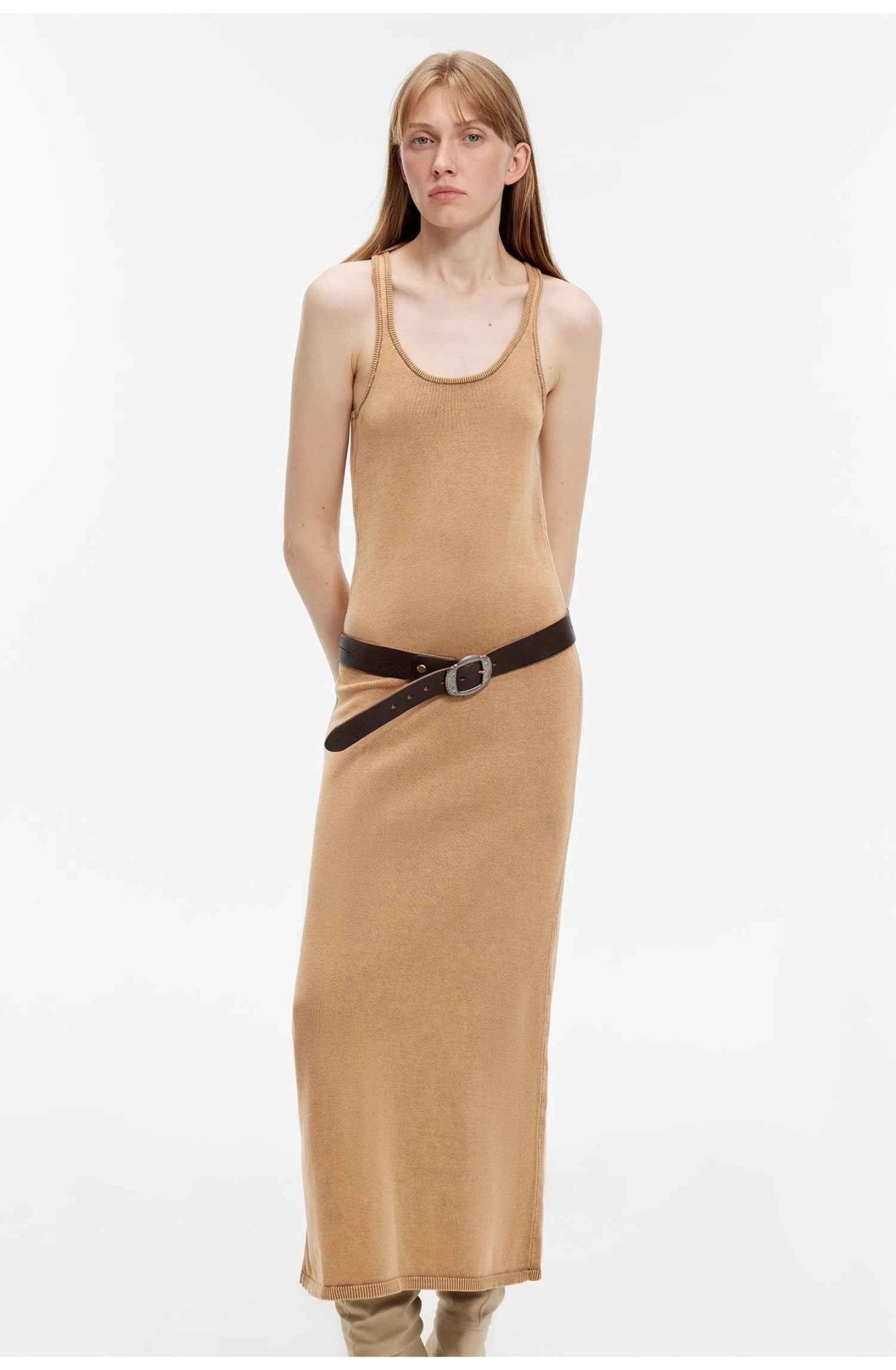 "Cool Girl Recipe" Luxury brand exclusive ferment - washed distressed vest dress - variant_title