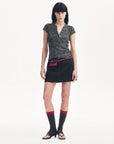 Cotton and Linen Blend Sequined Henley Neck Short Sleeve T-Shirt"Minimalist Light Gap" - variant_title