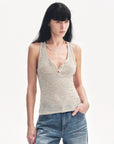 Cotton and Linen Blended Henley Collar Beaded Vest Summer"Summer Night Starry Sky" - variant_title