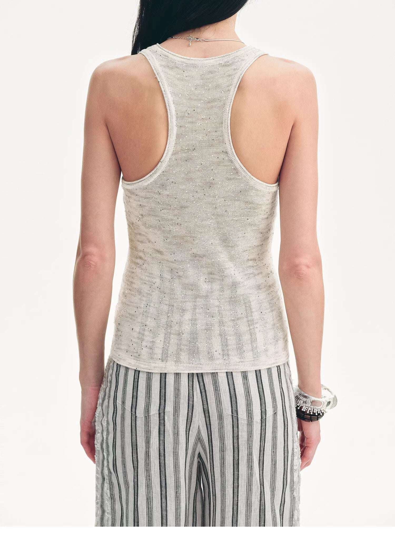 Cotton and Linen Blended Henley Collar Beaded Vest Summer"Summer Night Starry Sky" - variant_title