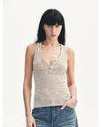 Cotton and Linen Blended Henley Collar Beaded Vest Summer"Summer Night Starry Sky" - variant_title