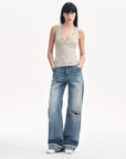 Cotton and Linen Blended Henley Collar Beaded Vest Summer"Summer Night Starry Sky" - variant_title