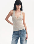 Cotton and Linen Blended Henley Collar Beaded Vest Summer"Summer Night Starry Sky" - variant_title