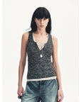 Cotton and Linen Blended Henley Collar Beaded Vest Summer"Summer Night Starry Sky" - variant_title