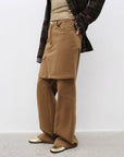 "Culotte Declaration" Retro split design fake two - piece twill brushed slightly flared slim jeans - variant_title