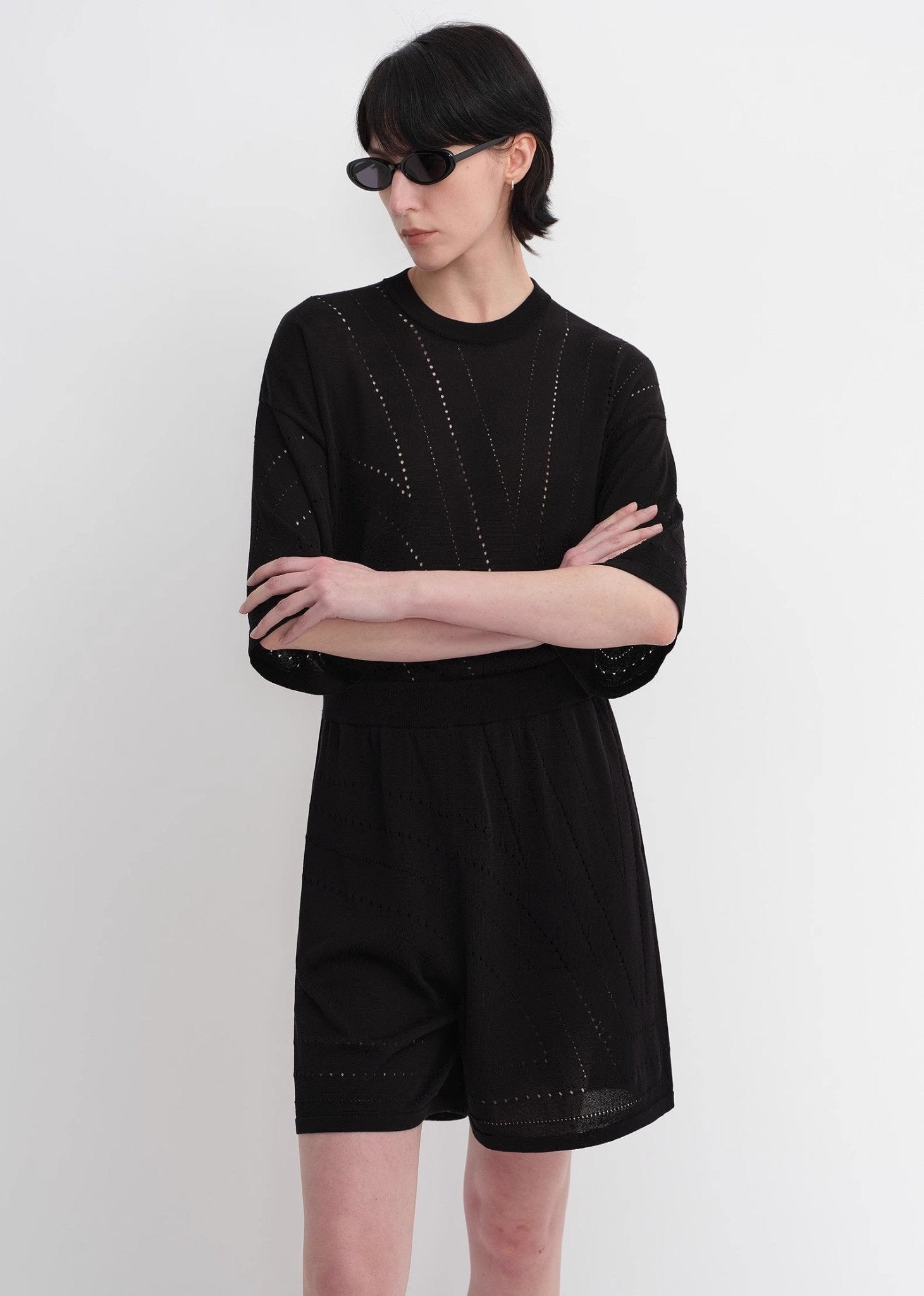 Customized Acetate Cotton Geometric Lines Knitted Suit - variant_title