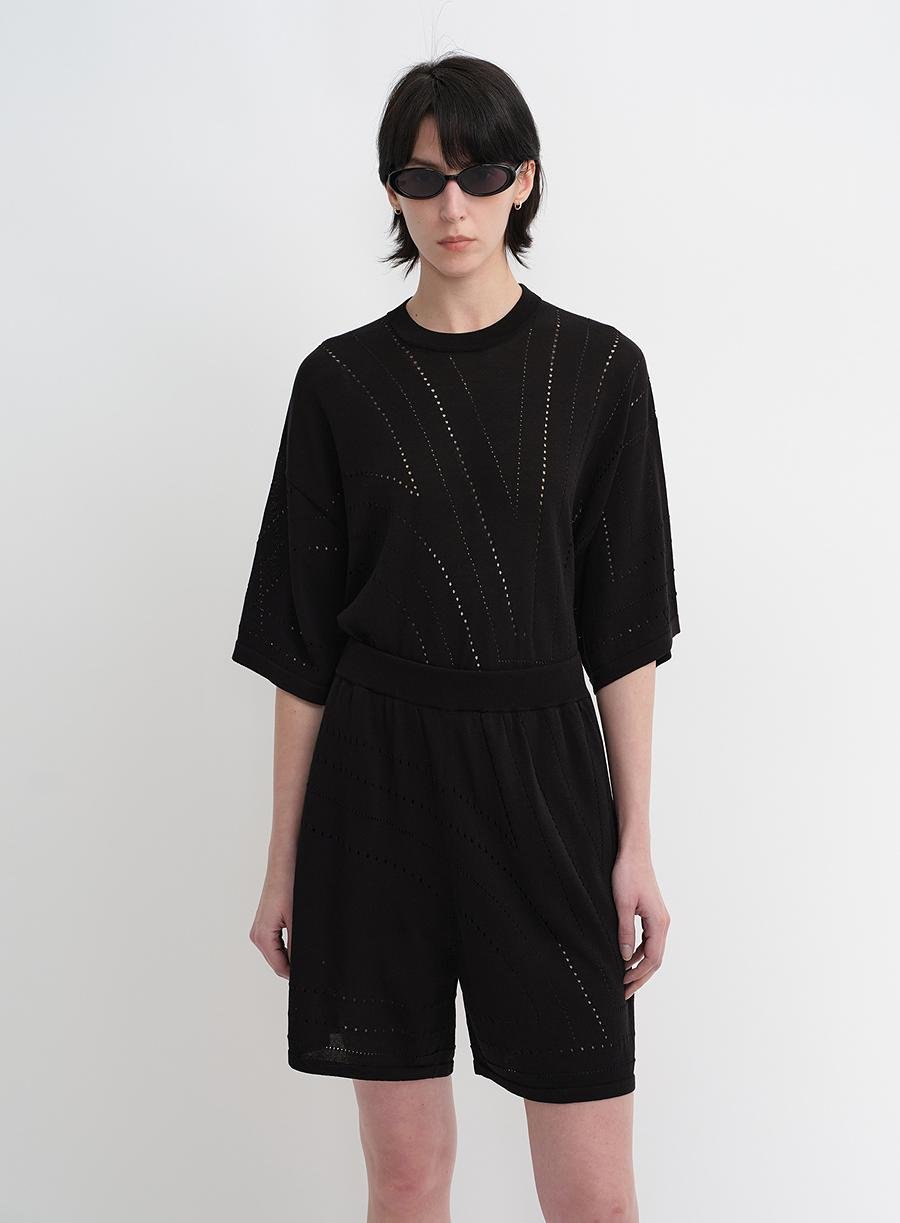 Customized Acetate Cotton Geometric Lines Knitted Suit - variant_title