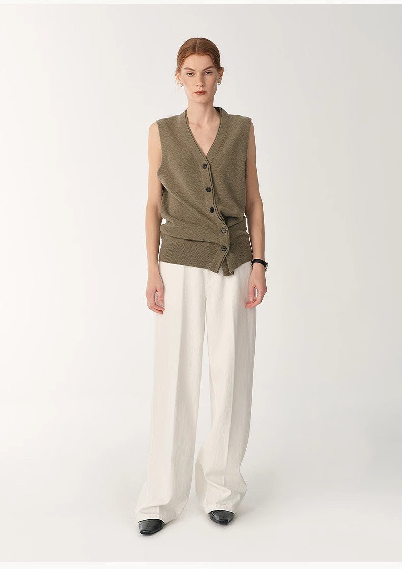 Customized cotton fabric skin - friendly washed drape versatile wide - leg jeans - variant_title